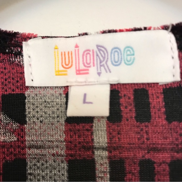 LulaRoe Velvety L Duster w/pockets-Holiday Reds white brown flower print! - Picture 4 of 11